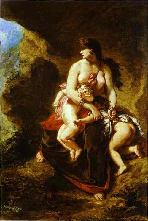 Oil painting:Medea about to Kill Her Children. 1838