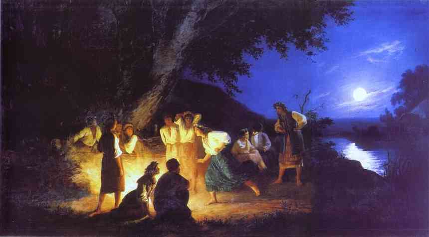 Oil painting:Night on the Eve of Ivan Kupala. 1880