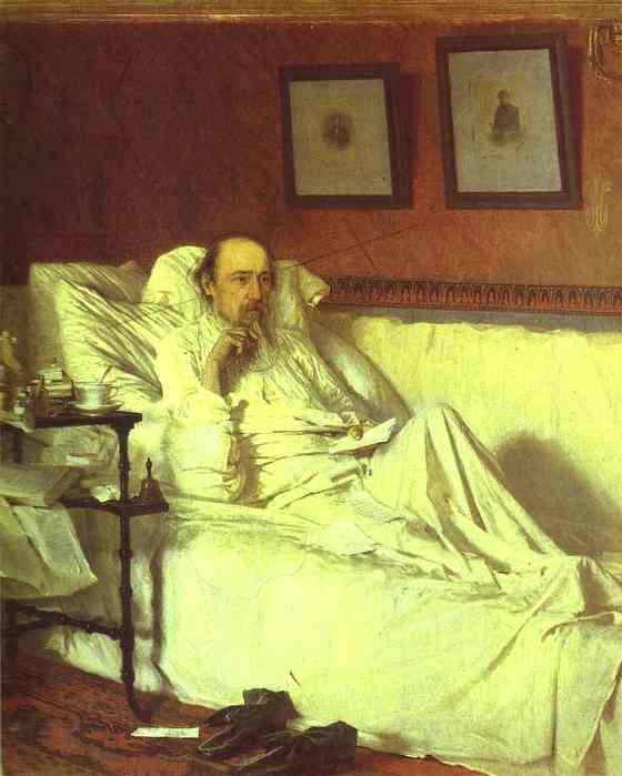 Oil painting:Nikolay Nekrasov in the Period of Last Songs. 1877
