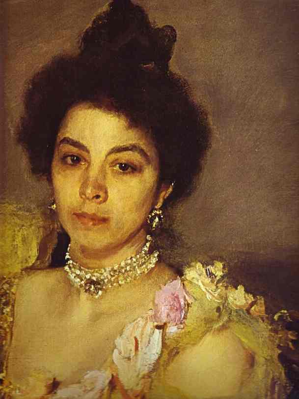 Oil painting:Portrait of Sophia Botkina. Detail. 1899