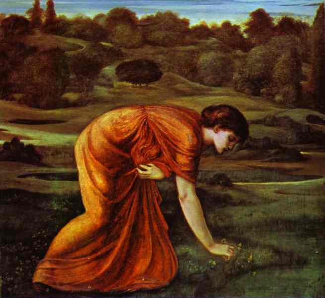 Oil painting:The March Marigold. c. 1870