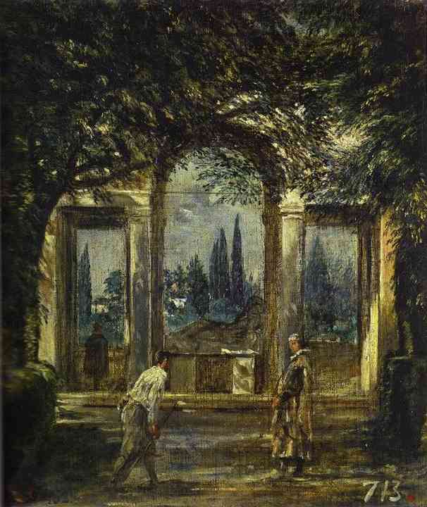 Oil painting:Villa Medici in Rome (Facade of the Grotto-Logia). 1630