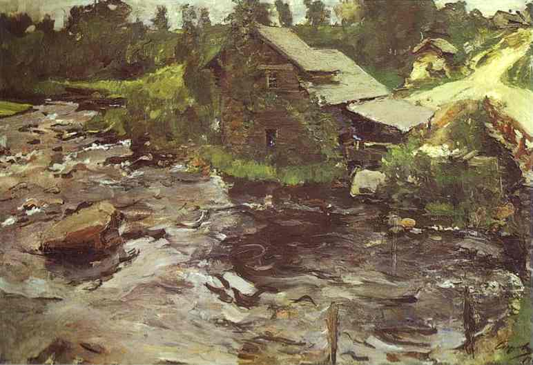 Oil painting:Watermill in Finland. 1902