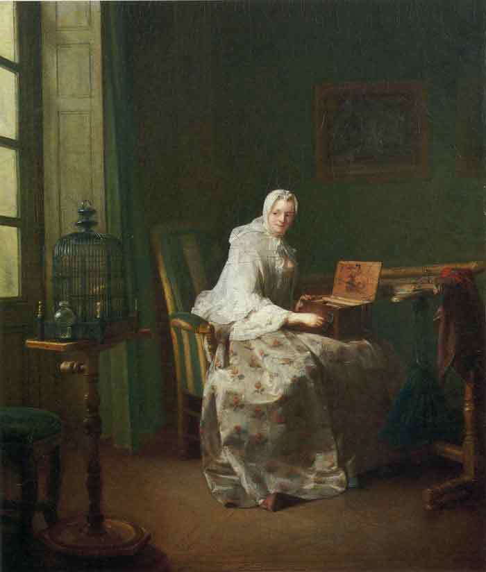 Oil painting for sale:Lady with a Bird-Organ, 1753