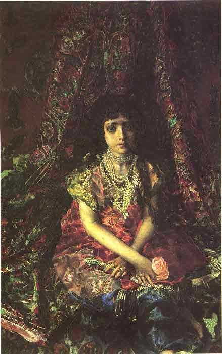 Oil painting for sale:Portrait of a Girl Against a Persian Carpet, 1886