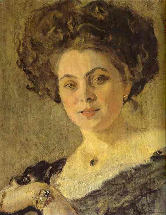 Oil painting:Portrait of Yevdokia Morozova. Detail. 1908