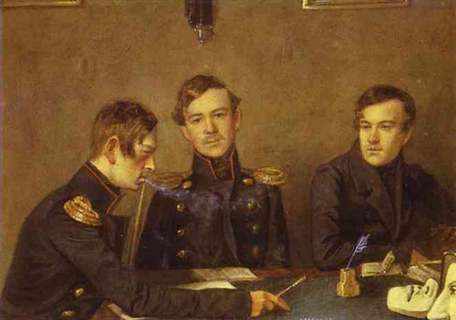 Oil painting:Andrey, Grigoriy and Alexander Druzhinin. 1840