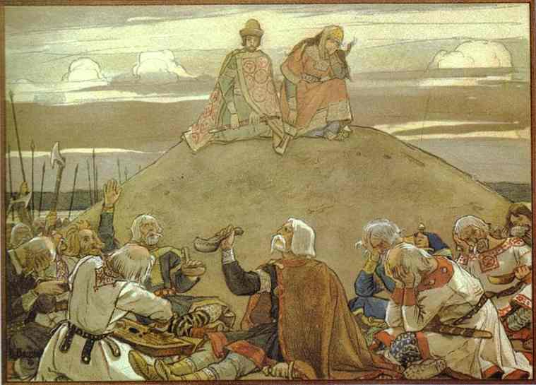 Oil painting:Funeral Feast for Oleg. 1899