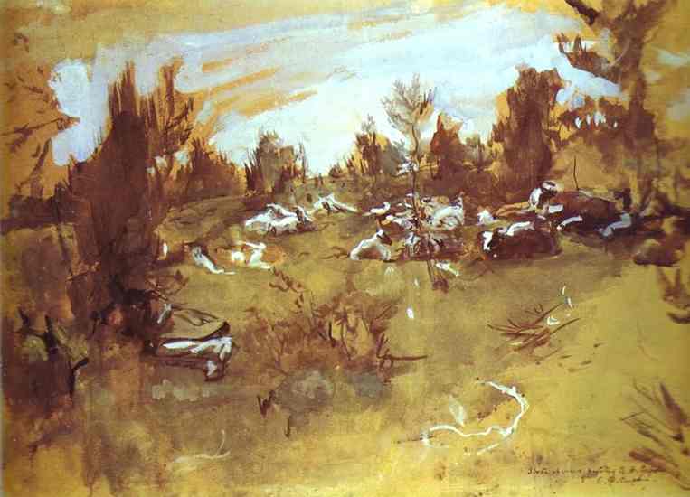 Oil painting:Herd. 1890