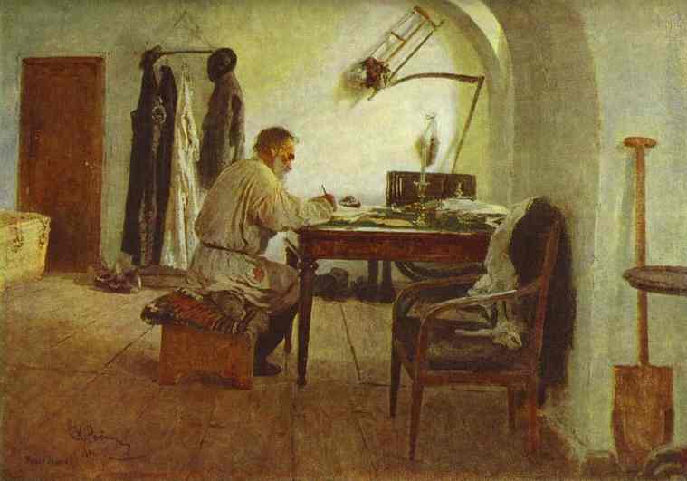 Oil painting:Leo Tolstoy in His Study. 1891