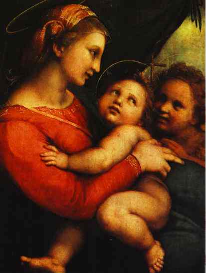 Oil painting:Madonna della Tenda. c. 1512