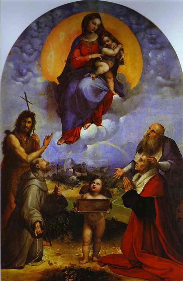 Oil painting:Madonna di Foligno. c.1511