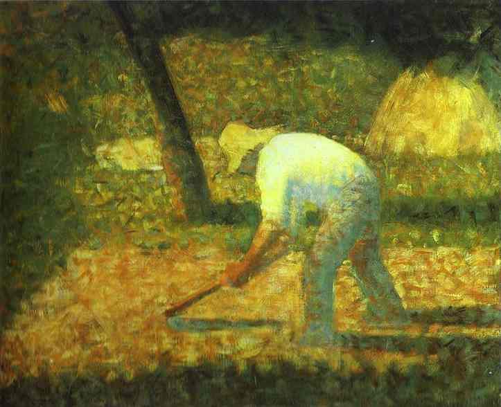 Oil painting:Peasant with a Hoe. c. 1882