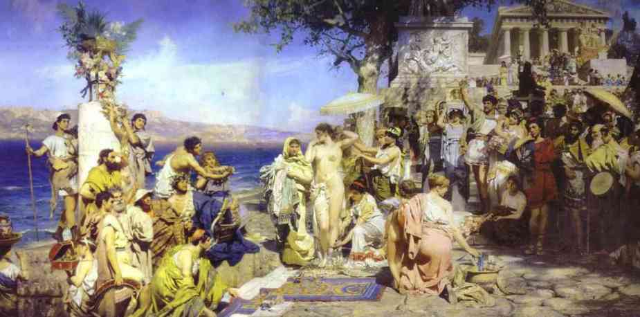 Oil painting:Phryne at the Festival of Poseidon in Eleusin. 1889