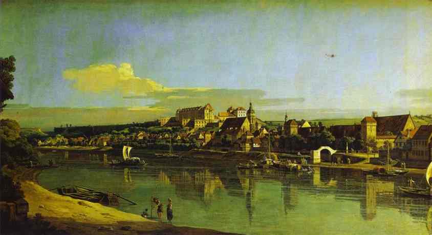 Oil painting:Pirna Seen from the Right Bank of the Elbe. 1747