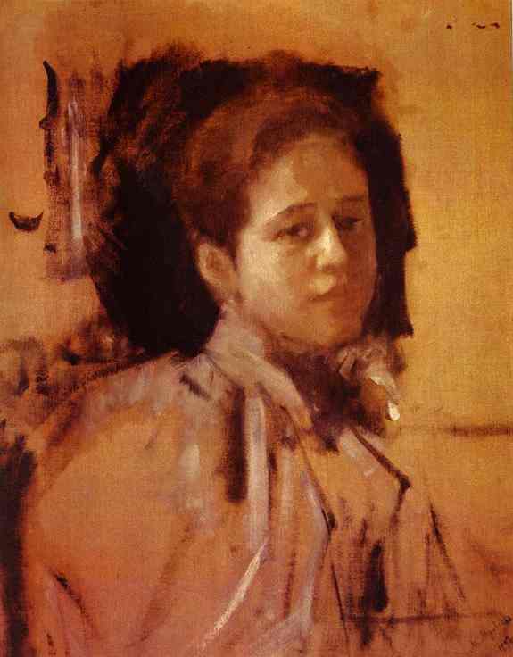 Oil painting:Portrait of Liudmila Mamontova. Study. 1894