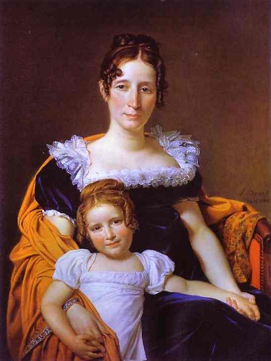 Oil painting:Portrait of the Countess Vilain XIIII and Her Daughter. 1816