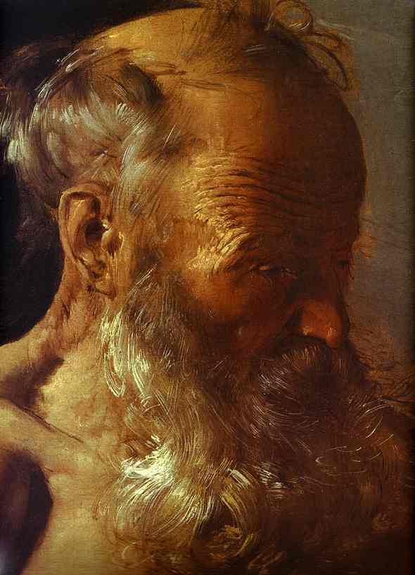 Oil painting:Repenting of St. Jerome. Detail. 1628