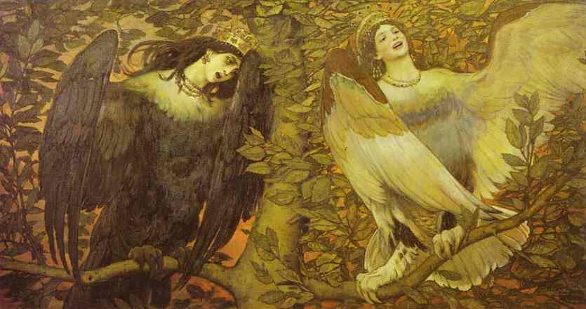 Oil painting:Sirin and Alkonost; The Birds of Joy and Sorrow. 1896