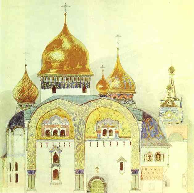 Oil painting:Sketch for a church in an old Russian style. 1882