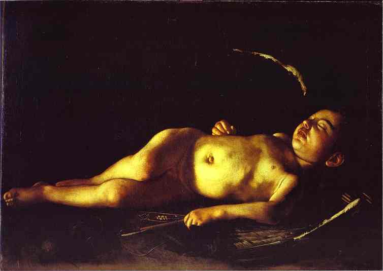 Oil painting:Sleeping Cupid. 1608