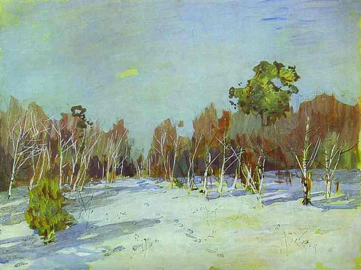Oil painting:Snowbound Garden. 1880