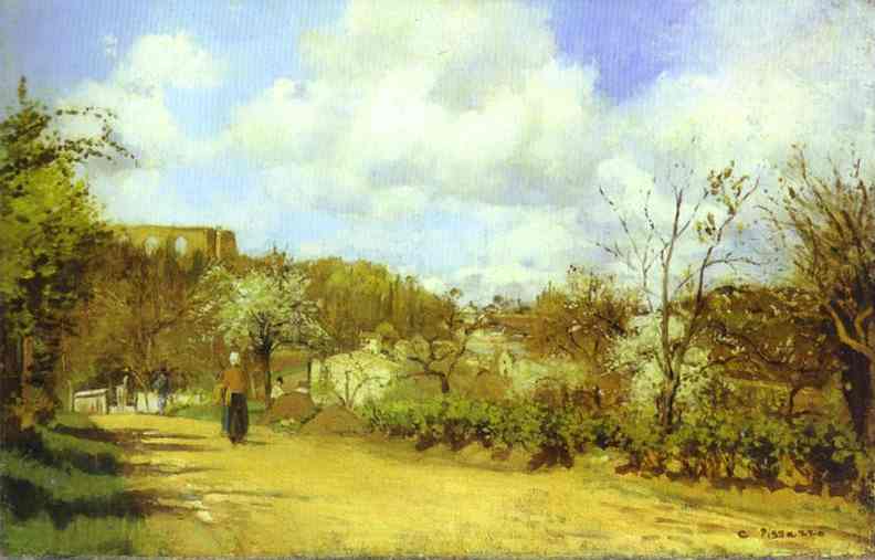 Oil painting:Spring in Louveciennes. c. 1870