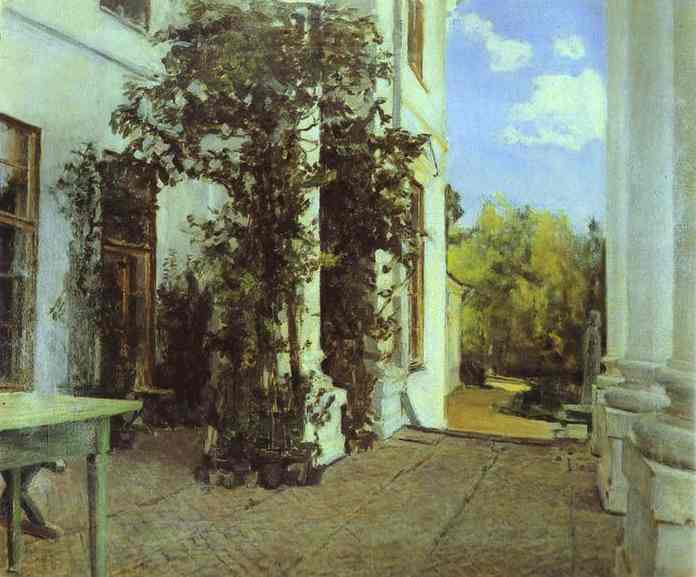 Oil painting:Terrace in Vvedensk. 1880