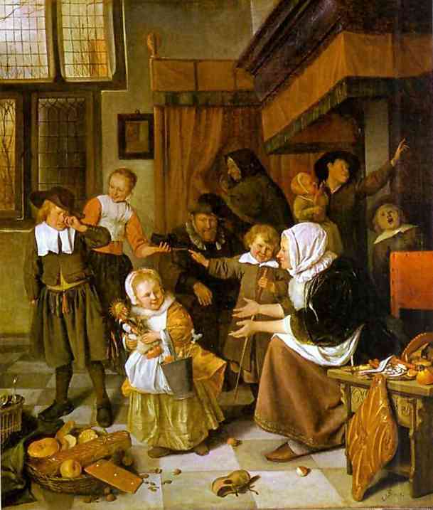 Oil painting:The Feast of St. Nicholas. c. 1660