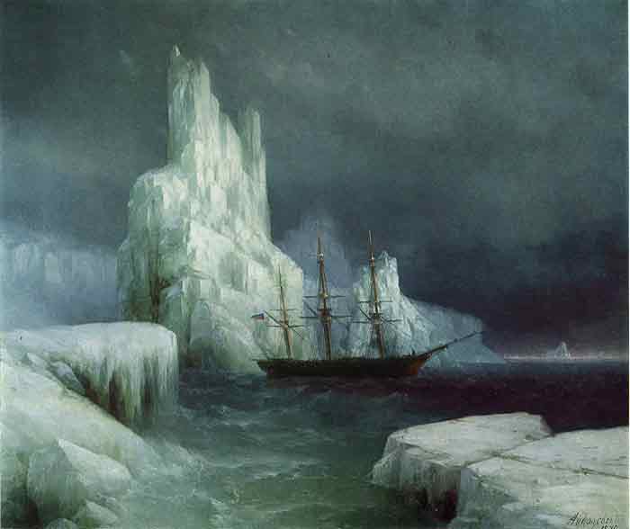Oil painting for sale:Icebergs, 1870