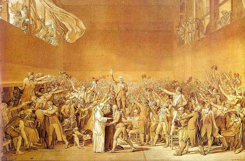 Oil painting:The Oath of the Tennis Court. 1791