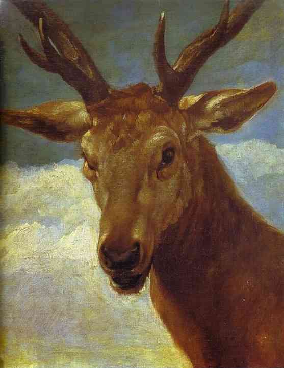 Oil painting:Head of a Stag. 1626