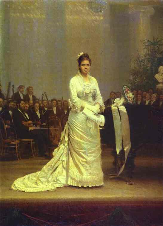 Oil painting:Portrait of the Singer Elizaveta Lavrovskaya on Stage. 1878