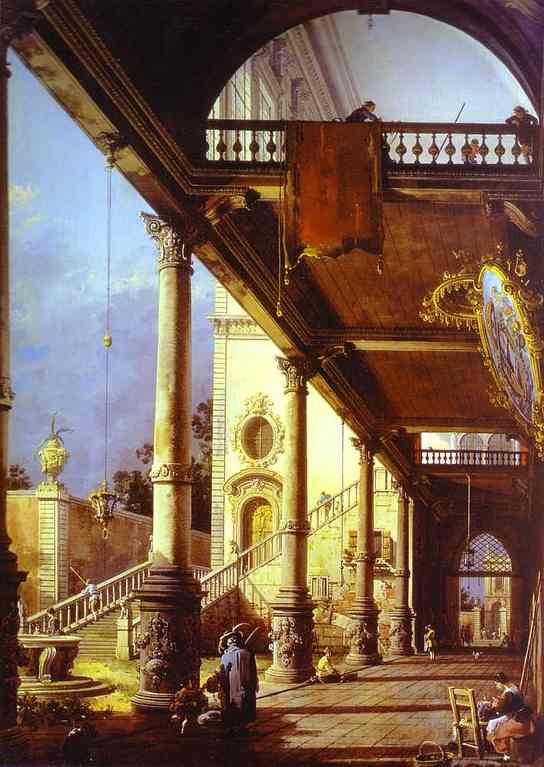 Oil painting:Capriccio of Colonade and the Courtyard of a Palace. 1765