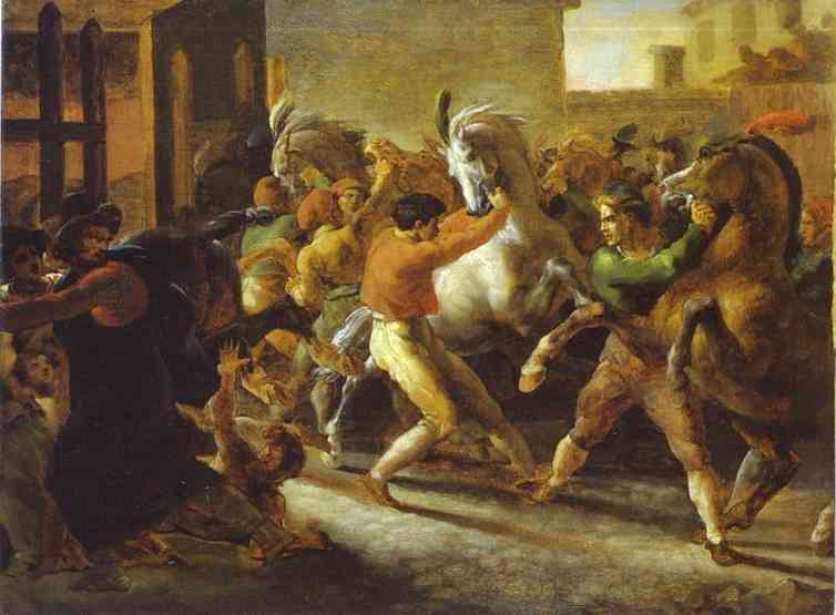 Oil painting:Horse Races in Rome. 1817