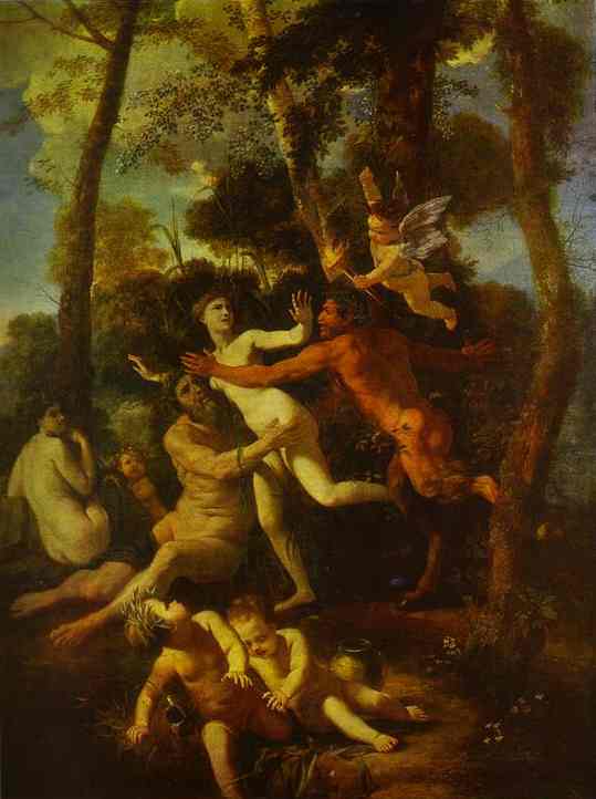 Oil painting:Nymph Syrinx Pursued by Pan.
