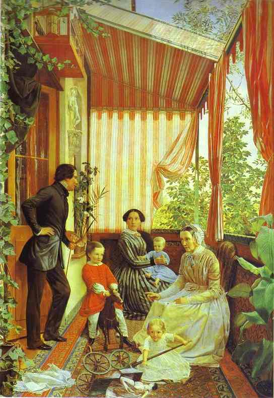 Oil painting:Self-Portrait with the Family. On the Balcony. 1851
