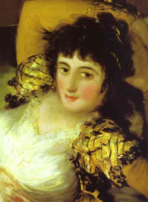 Oil painting:The Clothed Maja (La Maja Vestida). Detail. 1800