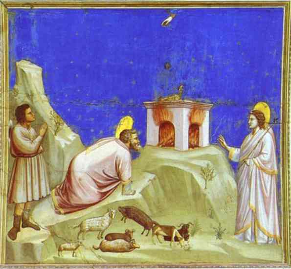 Oil painting:The Sacrifice of Joachim. 1302