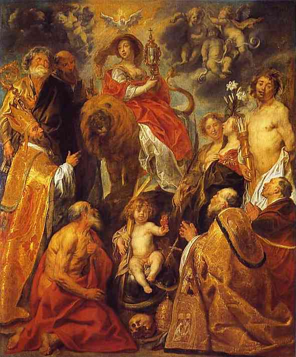 Oil painting:The Veneration of the Eucharist. c.1630