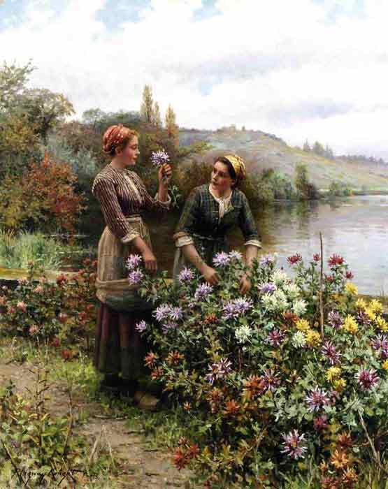 Oil painting for sale:Peasant Girls in Flower Garden