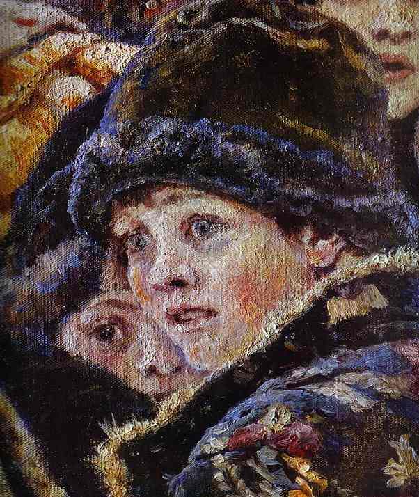 Oil painting:The Boyarynia Morozova. Detail. 1887