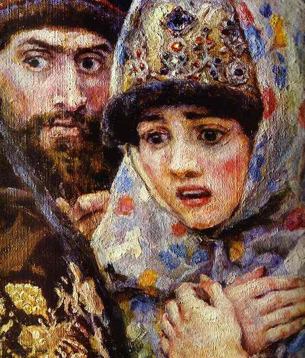 Oil painting:The Boyarynia Morozova. Detail. 1887