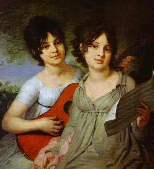 Oil painting:Portrait of Princess A. G. Gagarina and Princess V. G. Gagarina. 1802