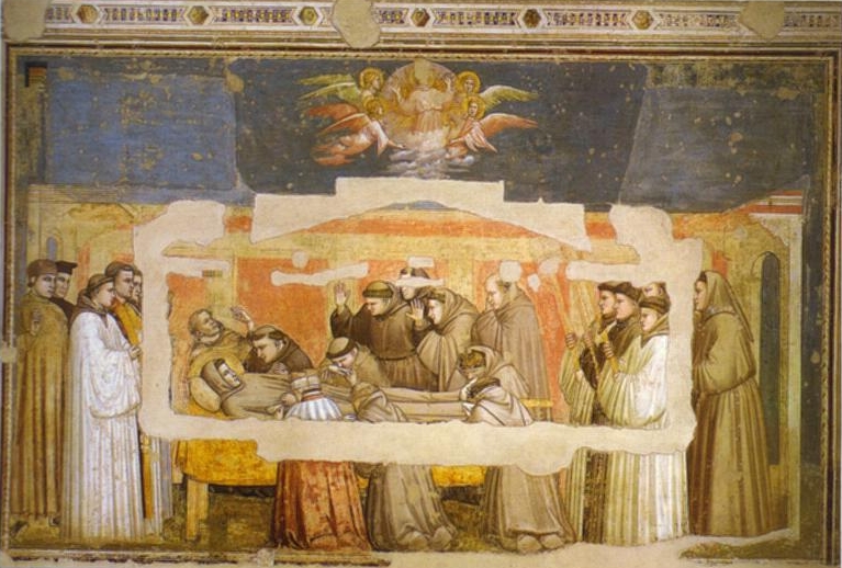 Oil painting:Death of St. Francis. c.1320