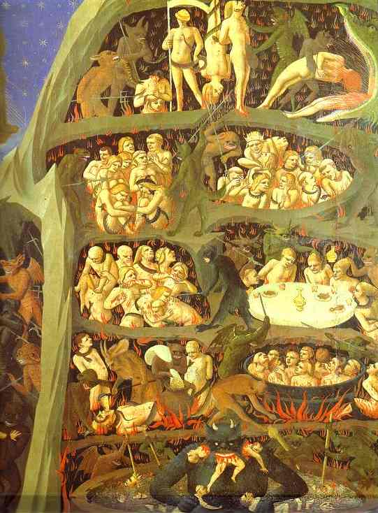 Oil painting:The Last Judgement. Detail: The Damned. c.1431