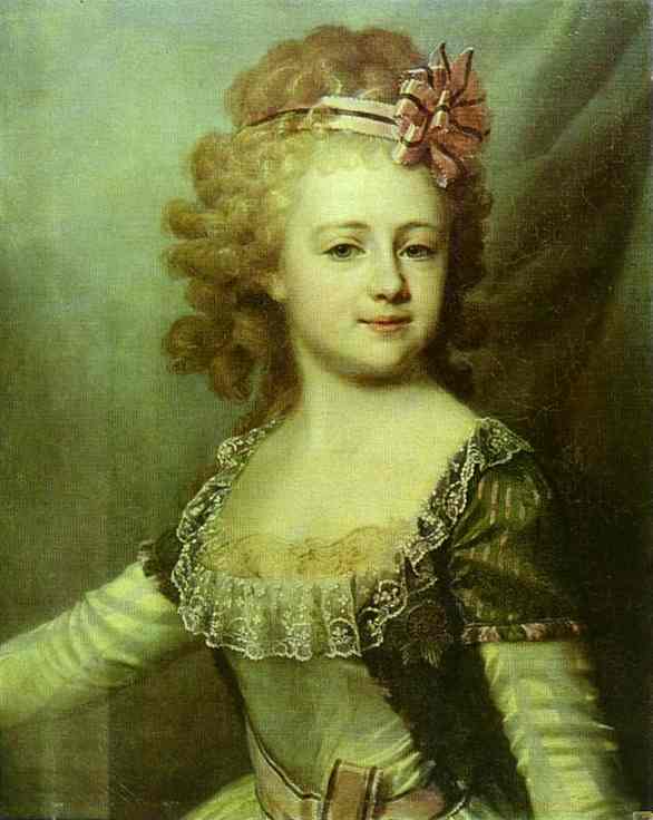 Oil painting:Portrait of Grand Duchess Alexandra Pavlovna as a Child. 1790