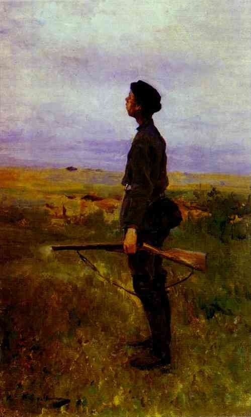 Oil painting: A Poor Shot. 1880