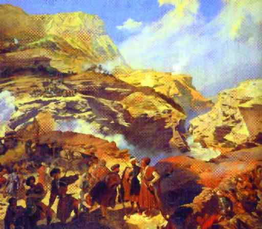 Oil painting:Battle of Akhatle between Russians and Circassians on May 8, 1841. 1841-1842