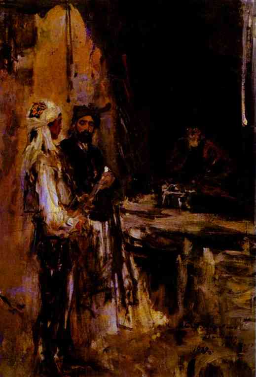 Oil painting: Buying a Dagger. 1889